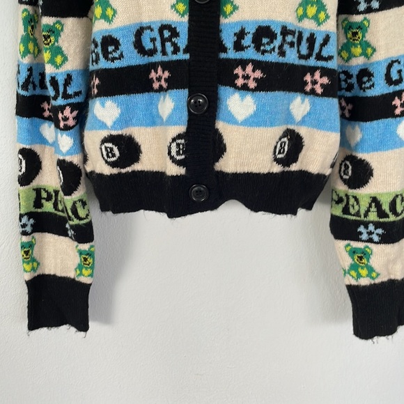 Topshop vintage Y2K magic 8 ball peace stripe knit cardigan sweater size small - Picture 6 of 10
